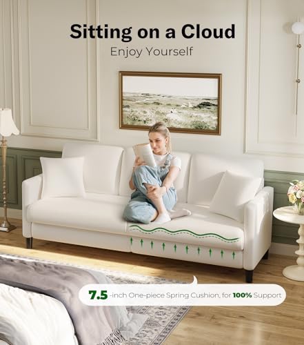 Image of Welzona 83 inch Couches for Living Room, Teddy Sofa Couch with Storage Ottomans, U Shaped Couch with Movable Ottomans, Tool-Free Modular Sectional Sofa, All-Wood Sofas for Living Room 2 Pillows, Beige