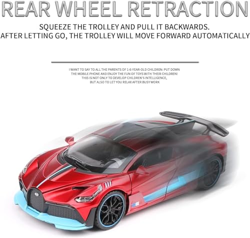 Image of DREAMY DEN Bugatti 1:32 Die-Cast Pull Back Toy Car with Light & Sound, Alloy Metal Body, Openable Doors for Kids & Collectors (Colour as per Stock)