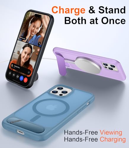 Image of Magnetic Compatible with iPhone 12 Pro Max Case, [Built-in Invisible Kickstand][Compatible with MagSafe][Military Grade Shockproof] Slim Translucent Matte Phone Case for iPhone 12 Pro Max 6.7 inch