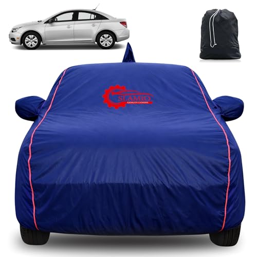 Image of 100% Waterproof Car Cover for Chevrolet Cruze | All-Weather, Dustproof & UV Protection | Heavy-Duty 3-Layer Fabric | Custom Fit with Mirror & Antenna Pocket | Navy Blue