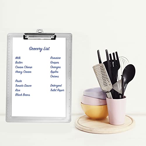 Acrimet Clipboard Letter Size A4 (13 3/8” X 9 7/16”) Low Profile Clip With Side Rulers (Plastic) (Clear Crystal Color) (3 Pack) #TOP6