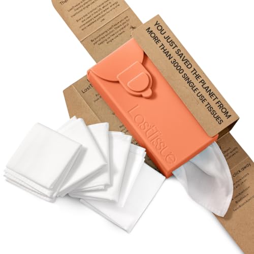 LastTissue® Pañuelos de algodón reutilizables | Pañuelos faciales y de bolsillo para hombres y mujeres – Pañuelos faciales lavables con estuche de almacenamiento -Duranzo