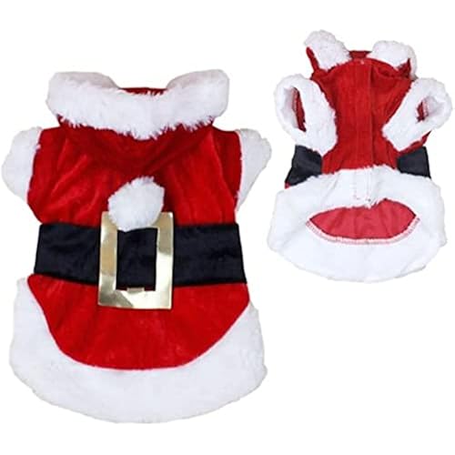 Idepet Santa Dog Costume Christmas Pet Clothes Winter Hoodie Coat Clothes for Dog Pet Clothing Chihuahua Yorkshire Poodle (S)