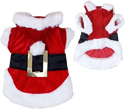 Idepet Santa Dog Costume Christmas Pet Clothes Winter Hoodie Coat Clothes for Dog Pet Clothing Chihuahua Yorkshire Poodle (M)