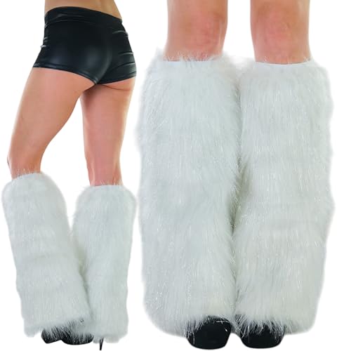 Image of ToBeInStyle Women's Faux Vibrant Fur Retro Daring 60' Inspired Ravewear Knee High Leg Warmers
