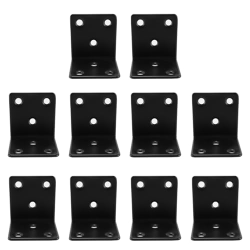 Gutol 10er-Pack schwarze 40x40 mm Edelstahl-Winkelverbinder (90°) – für Balken-, Holz- und Halterungsmontage