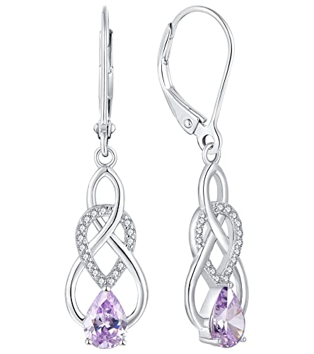 Boucles d'oreilles Infinité Argent 925 avec 12 pierres de naissance oxyde de zirconium pour femme