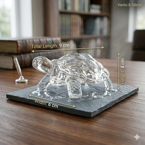 Image of SAUDEEP INDIA Feng Shui Crystal Tortise for Good Luck | Turtle for Vastu Home Decor | Kachua Idol & Figurine for Office Table and Desk Decor(Only Turtle)