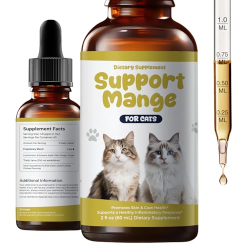 BrightBarki Cat Mange Treatment & Itchy Skin Relief, Natural Supplement for Dry Skin, Dandruff & Coat Care, Gentle Daily Support for Cats