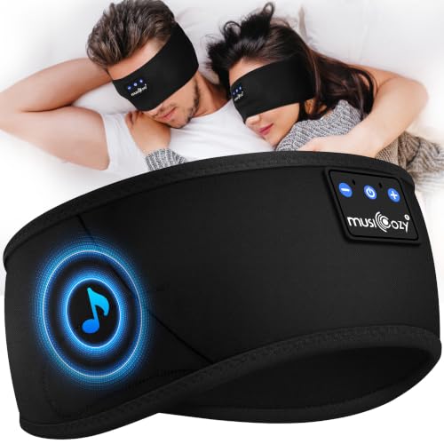 MUSICOZY Sleep Headphones Headband Upgraded Bluetooth 5.4 & 16H Playtime - Ultra-Thin Wireless Headband Headphones for Side Sleepers Machine Washable Unisex for Sleeping Yoga Relaxation