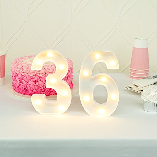 Image of Restaurantware Illumify 7.1 x 1.2 x 8.7 Inch Light Up Number 1 Durable Marquee LED Light - Number 6 Touchproof White Plastic Party Light Keyhole Slot For Parties Weddings Or Special Events