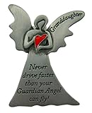 Pewter Guardian Angel Granddaughter Heart Visor Clip, 2 1/4 Inch