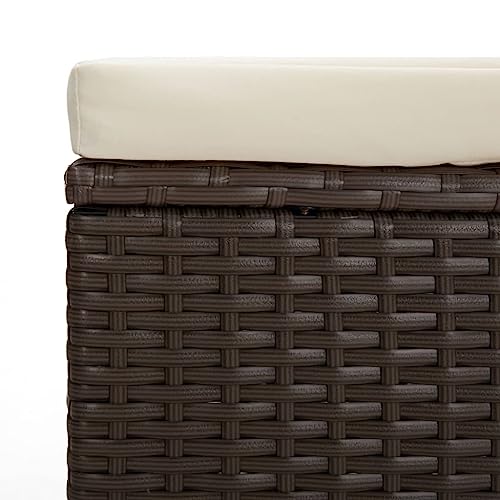 Pouf de salon et extérieur en résine tressée marron pour moments de détente