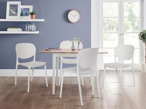 Image of Dream Furnishing - Set of 4 Stackable Dinning Chairs for Home Cafe Office Hotel for Indoor and Outdoor Patio (White)
