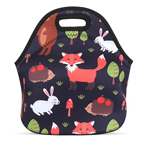 Violet Mist Neoprene Fox Lunch Bag Insulated Waterproof Lunch Tote Bag Cartoon Reusable Lunch Box Containers Food Carrying Bento Lunch Handbag For Men Women Work Thanksgiving Christmas Gifts #TOP24