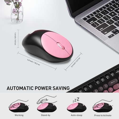 Image of Wireless Keyboard and Mouse Combo, Cute Colorful Keyboard and Mouse, Full-Size Retro Typewriter Keyboard with 2.4GHz Plug & Play, for Windows 11 /10 /7, Laptop, PC -BlackBerry