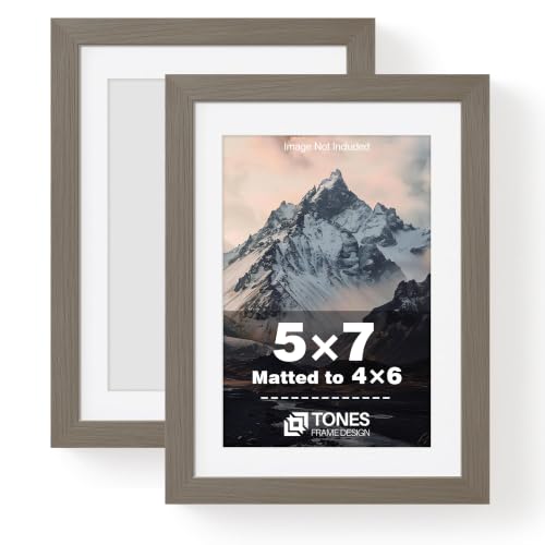 TONES FRAME DESIGN 5x7 Picture Frame Matted to 4x6 Frames Solid Wood,2 Pack
