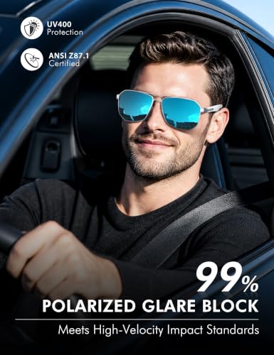Image of Luenx Aviator Polarized Sunglasses for Men: Square UV400 Driving