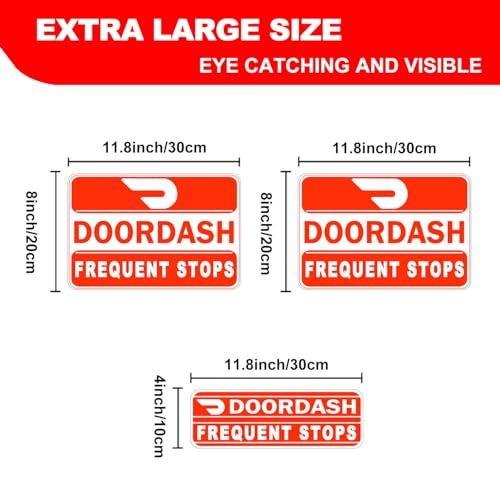 Image of Doordash Magnetic Sign for Car, Food Delivery Car Magnets, Reflective Delivery Driver Sign Magnet for Vehicles, Heavy duty, Truck (Red 3 Pack)