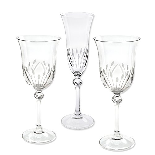 Lorren Home Trends Crystal Etched Red Wine Goblets (Set Of 6), One Size, Clear #TOP2