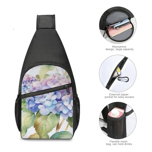 Bolso bandolera Hydrangea Watercolor para trekking y uso casual miniatura 5