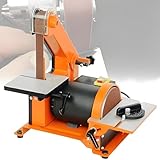 LMzythrop 300w Elektrischer Bandschleifer,5' 125mm Scheibenschleifer für Metall Holz Kunststoffband,2800 U/Min,45°-Winkelverstellung,Bandschleifer Metall für Holz,Metall,Acryl