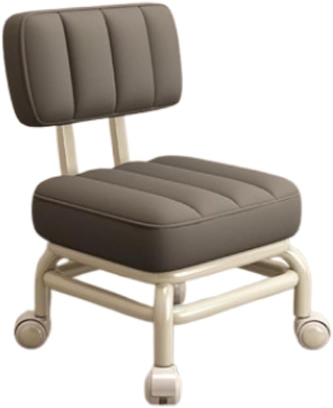 Low Roller Stools with Universal Wheel, PU Leather Rolling Stool, Square Rolling Stool, Mechanic Stool Wheels for Home Office Garage Shop,E
