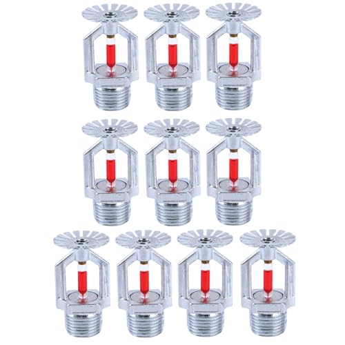 ACYOGIE 10 Pcs Fire Sprinkler Head - Copper Chrome 1/2 NPT 155(68C) Pendent Type Spray K80 Fast Response Automatic Fire Sprinkler System for Residential Factory Mall Warehouse Building