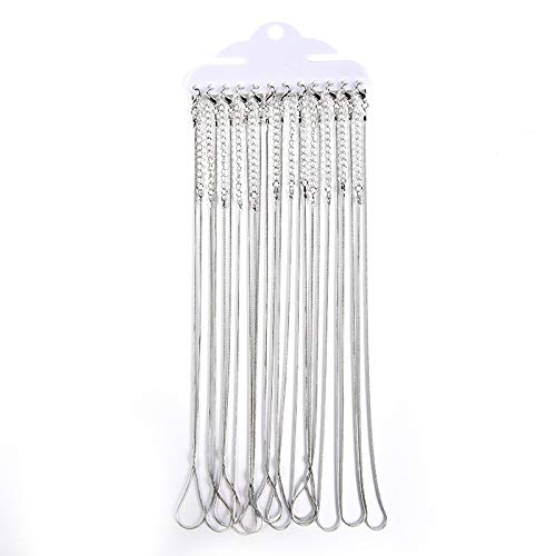 KUQIQI Cadenas de Plata rodio 12pcs / Lot Oro 40cm Collar de la Serpiente con la extensión de la Cola de la Cadena de Accesorios de Bricolaje for la Realización de Joyas (Color : Rhodium)