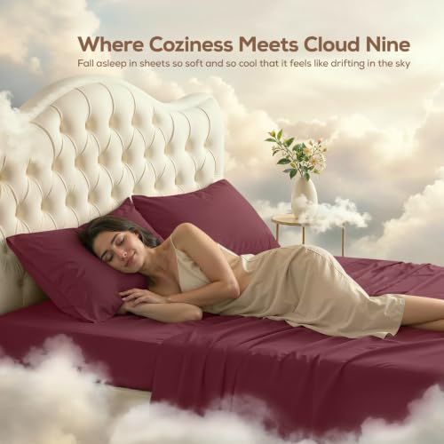Image of Utopia Bedding Bed Sheet Set - Soft Brushed Microfiber Fabric - Shrinkage & Fade Resistant - Easy Care (King, Burgundy)
