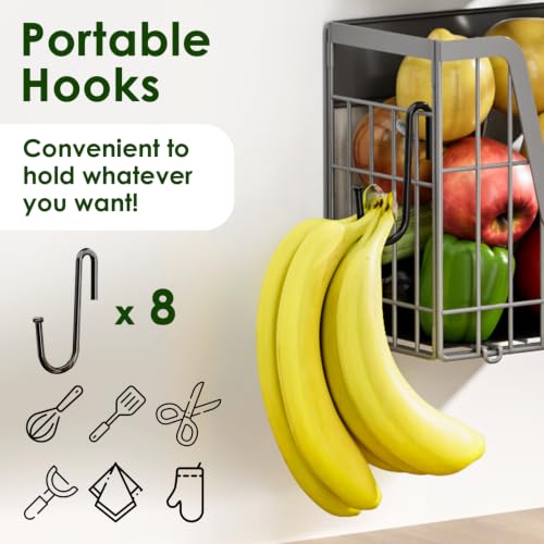 Image of 4 Pack Magnetic Shelf for Fridge, Fruit Potato and Onion Storage Bins, Magnetic Spice Rack for Kitchen Pantry Laundry Organizer, Metal Baskets Side of Fridge Organizers and Storage (Grey)