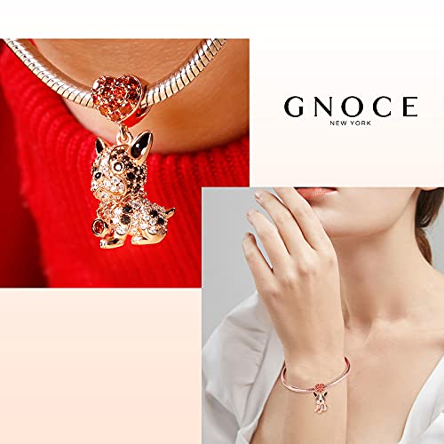Image of GNOCE Pet Dog Bowl Bead Charm For Women, S925 Sterling Silver Bead Charm NecklaceBracelet for Her, Jewelry Gift