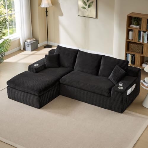 95" L Shaped Boneless Sectional Couches with Cloud Cushions