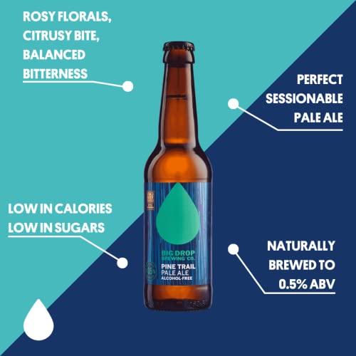 Big Drop Brewing Pine Trail Pale Ale, Naturally Brewed Alcohol Free Lager Beer, Non Alcoholic Beer With A Citrusy Bite & Big Drop Brewing Paradiso Citra IPA Beer, Naturally Brewed Alcohol Free Beer