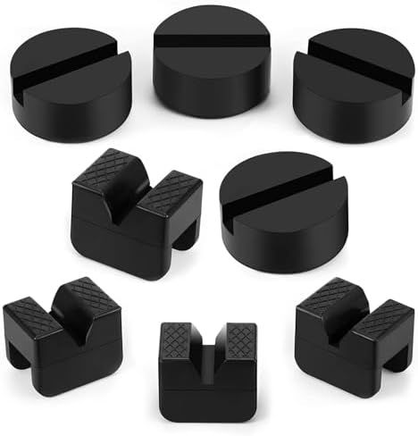 8 Pcs 2 Types Jack Stand Pads Adapter Universal Slotted Frame Rail Pinch Welds Protector Rubber Jack Pad for Jack Stand Accessories