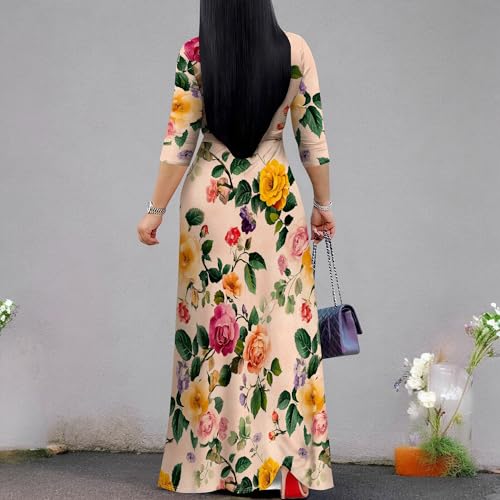 Image of PinkPatty Plus Size Maxi Dress for Women 3 /4 Sleeve Casual Long Dress