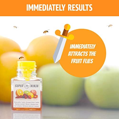 Super Ninja Fruit Fly Traps for Indoors - Highly Effective Ecological Fruit Fly Trap - Environmentally Responsible Fruit Fly Killer - User Friendly - Up to 3 Weeks per Trap (1 Trap)