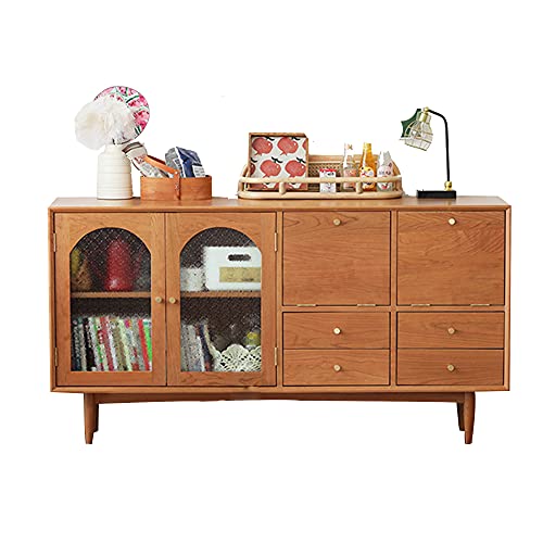 QINJIE Aparador Moderno para Almacenamiento de Buffet, Mesa Consola Mid-Century con Almacenamiento, con 4 cajones, 2 Puertas para Pasillo, Entrada, Sala de Estar, Cocina,63in