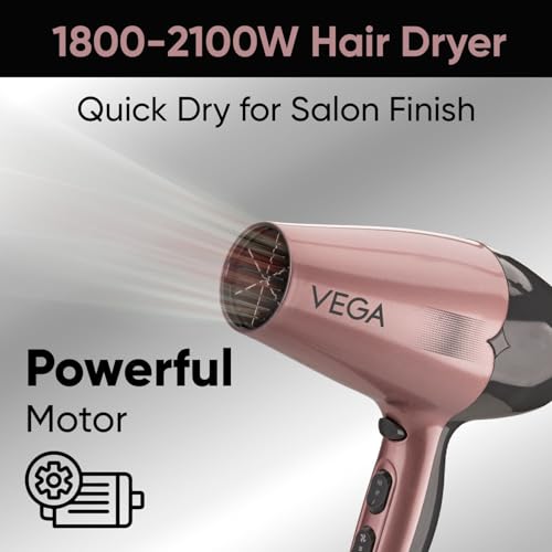 VEGA Go Pro 2100 Watts Professional Hair Dryer With Detachable Nozzle, 2 Speed & 3 Temperature Settings With Cool Shot Button For Salon-Like Blow Dry, Hair Dryer For Men & Women... - Image 3