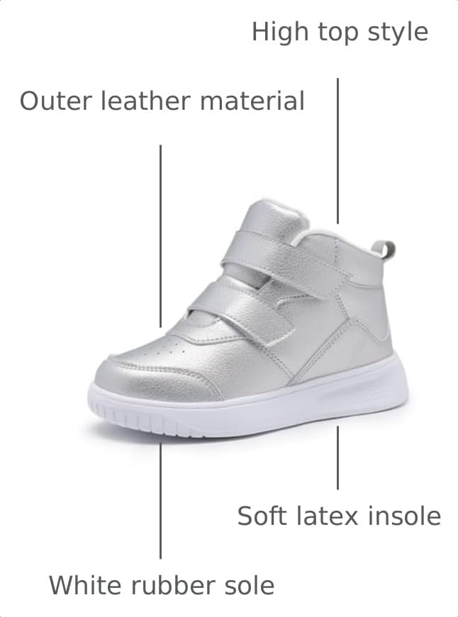 Image of Boys Girls Sneakers for Kids High Top Casual Lightweight Classic Adjustable Strap Dual Hook and Loops Running Shoes