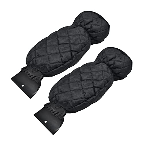 Image of EcoNour Ice Scraper Mitt for Car Windshield (2 Pack) |Waterproof Warm Glove | with Thick Fleece Lining | Windshield Scraper for Ice and Snow with Foam Grip, Scratch-Free | Detachable Clean