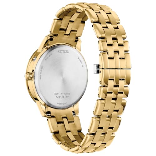 Image of Citizen Women's Eco-Drive Calendrier, Moon Phase Diamond Accents Dial, Stainless Case and Bracelet Watch, Month /Day /Date