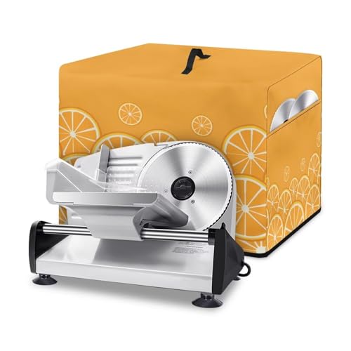 Drnuikhe Meat Slicer Dust Cover,Food Slicer Cover,with Storage Pockets and Top Handle,Orange Pattern Home Kitchen Decoration Accessories