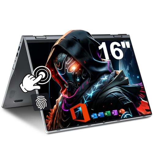 BTDD 16 inch Convertible Laptop, Laptop Computer with Quad Core N95 Processor (Up to 3.4GHz), 16GB DDR5 RAM 640GB Storage, 360 Degree Touchscreen, Backlit Keyboard, Fingerprint Reader, BT5.2, WiFi 6