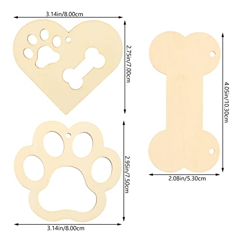Beavorty 34Pcs Wooden Paw Print and Bone Shaped Cutouts with Rope DIY Craft Tags Pawprint Decoration for Home Decor Party Supplies and Holiday Decorations - Image 2