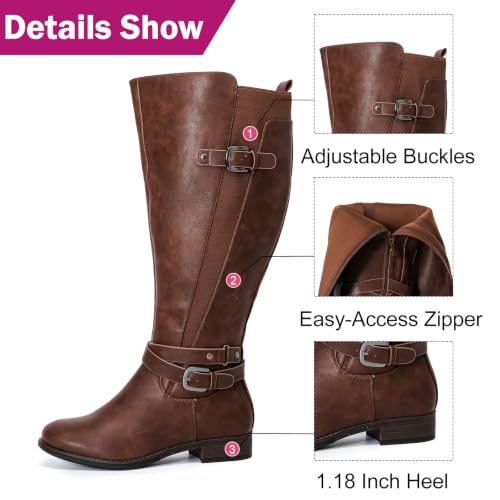 Image of Luoika Women's Extra Wide Calf Heeled Knee High Boots.