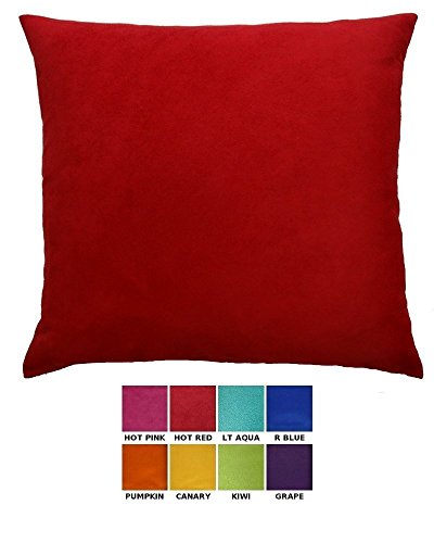 DreamHome - Solid Faux Suede Decorative Pillow Cover/Sham (26x26, Hot Red)