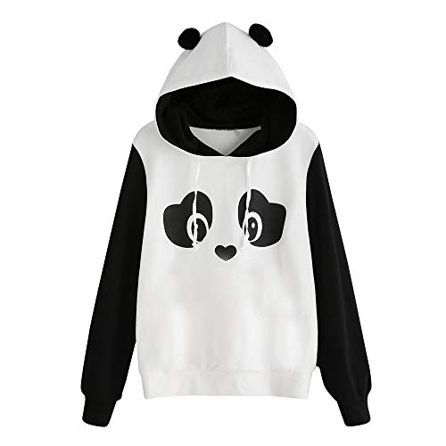 Girls' Hoodie, Misaky 2019 Casual Cute Panda Print Long Sleeve Ear Hat Pullover Sweatshirt Blouse Tops( White, XL)