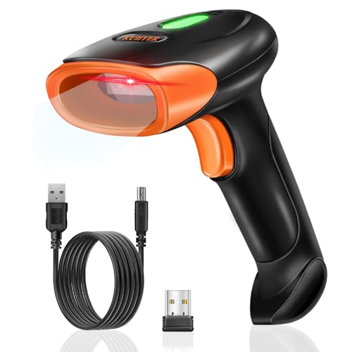 KUIIYER Wireless Barcode Scanner, 2D QR 1D Bar Code Scanners Handheld Barcode Reader with Updated 800 X 600 Pixel CMOS & Built-in Light, Plug & Play for Computers, PC, Laptop, Desktop & POS