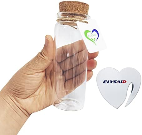 ELYSAID 2pcs Empty Clear Glass Bottles Vials with Cork Stopper Storage Jars 47mm Bottle Diameter (47x120x33mm 150ml)